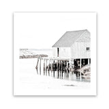 Shop Old Fishing Shack (Square) Photo Art Print-Black, Boho, Coastal, Hamptons, Photography, Square, View All, White-framed poster wall decor artwork