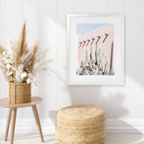 Shop Cacti Villa II Photo Art Print-Boho, Moroccan Days, Photography, Pink, Portrait, Tropical, View All-framed poster wall decor artwork