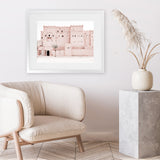 Shop Desert Palace Photo Art Print-Boho, Landscape, Moroccan Days, Photography, Pink, Tropical, View All-framed poster wall decor artwork