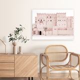 Shop Desert Palace Photo Canvas Art Print-Boho, Landscape, Moroccan Days, Photography, Photography Canvas Prints, Pink, Tropical, View All-framed wall decor artwork