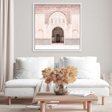 Shop Marrakesh Arch (Square) Photo Canvas Art Print-Boho, Moroccan Days, Photography, Photography Canvas Prints, Pink, Square, View All-framed wall decor artwork