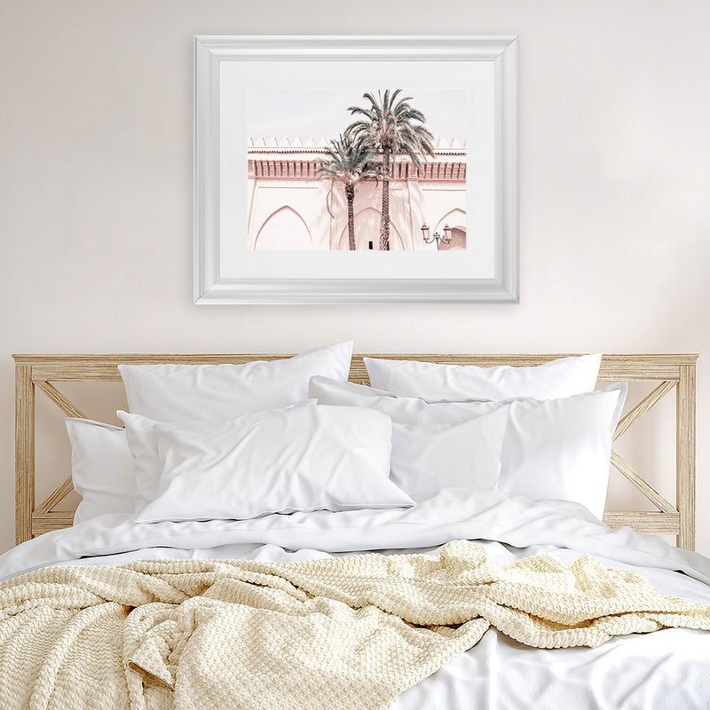Shop Marrakesh Palace I Photo Art Print-Boho, Landscape, Moroccan Days, Photography, Pink, Tropical, View All-framed poster wall decor artwork