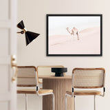 Shop Lone Camel Photo Canvas Art Print-Animals, Baby Nursery, Boho, Landscape, Moroccan Days, Neutrals, Photography, Photography Canvas Prints, Pink, View All-framed wall decor artwork
