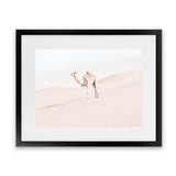 Shop Lone Camel Photo Art Print-Animals, Baby Nursery, Boho, Landscape, Moroccan Days, Neutrals, Photography, Pink, View All-framed poster wall decor artwork