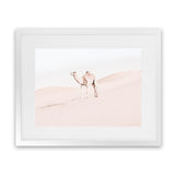 Shop Lone Camel Photo Art Print-Animals, Baby Nursery, Boho, Landscape, Moroccan Days, Neutrals, Photography, Pink, View All-framed poster wall decor artwork