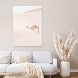 Shop Lone Camel II Photo Canvas Art Print-Animals, Baby Nursery, Boho, Moroccan Days, Neutrals, Photography, Photography Canvas Prints, Pink, Portrait, View All-framed wall decor artwork