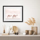 Shop Camel Highway Photo Art Print-Animals, Boho, Landscape, Moroccan Days, Neutrals, Photography, Pink, View All-framed poster wall decor artwork
