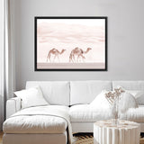 Shop Camel Highway Photo Canvas Art Print-Animals, Boho, Landscape, Moroccan Days, Photography, Photography Canvas Prints, Pink, View All-framed wall decor artwork
