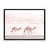 Shop Camel Highway Photo Canvas Art Print-Animals, Boho, Landscape, Moroccan Days, Photography, Photography Canvas Prints, Pink, View All-framed wall decor artwork