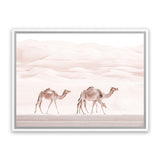 Shop Camel Highway Photo Canvas Art Print-Animals, Boho, Landscape, Moroccan Days, Photography, Photography Canvas Prints, Pink, View All-framed wall decor artwork