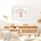 Shop Moroccan Building Photo Art Print-Boho, Landscape, Moroccan Days, Neutrals, Photography, Pink, View All-framed poster wall decor artwork