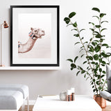 Shop Bedouin Camel II Photo Art Print-Animals, Baby Nursery, Boho, Moroccan Days, Photography, Pink, Portrait, View All-framed poster wall decor artwork