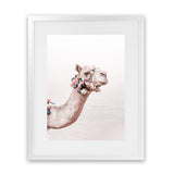 Shop Bedouin Camel II Photo Art Print-Animals, Baby Nursery, Boho, Moroccan Days, Photography, Pink, Portrait, View All-framed poster wall decor artwork