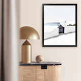 Shop Santorini III Photo Art Print-Blue, Coastal, Greece, Photography, Portrait, View All, White-framed poster wall decor artwork
