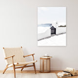 Shop Santorini III Photo Canvas Art Print-Blue, Coastal, Greece, Photography, Photography Canvas Prints, Portrait, View All, White-framed wall decor artwork