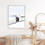 Shop Santorini III Photo Canvas Art Print-Blue, Coastal, Greece, Photography, Photography Canvas Prints, Portrait, View All, White-framed wall decor artwork