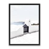 Shop Santorini III Photo Canvas Art Print-Blue, Coastal, Greece, Photography, Photography Canvas Prints, Portrait, View All, White-framed wall decor artwork