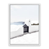 Shop Santorini III Photo Canvas Art Print-Blue, Coastal, Greece, Photography, Photography Canvas Prints, Portrait, View All, White-framed wall decor artwork