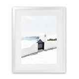 Shop Santorini III Photo Art Print-Blue, Coastal, Greece, Photography, Portrait, View All, White-framed poster wall decor artwork