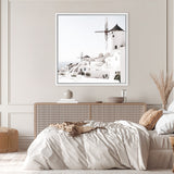 Shop Oia II (Square) Photo Canvas Art Print-Boho, Coastal, Greece, Photography, Photography Canvas Prints, Square, View All, White-framed wall decor artwork