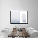 Shop Santorini Balcony II Photo Canvas Art Print-Blue, Coastal, Greece, Photography, Photography Canvas Prints, View All, White-framed wall decor artwork