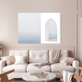 Shop Santorini Balcony II Photo Canvas Art Print-Blue, Coastal, Greece, Photography, Photography Canvas Prints, View All, White-framed wall decor artwork