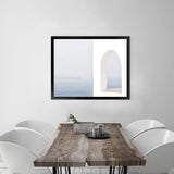 Shop Santorini Balcony II Photo Art Print-Blue, Coastal, Greece, Photography, View All, White-framed poster wall decor artwork