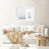 Shop Santorini Balcony II Photo Art Print-Blue, Coastal, Greece, Photography, View All, White-framed poster wall decor artwork