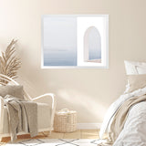 Shop Santorini Balcony II Photo Art Print-Blue, Coastal, Greece, Photography, View All, White-framed poster wall decor artwork