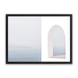 Shop Santorini Balcony II Photo Canvas Art Print-Blue, Coastal, Greece, Photography, Photography Canvas Prints, View All, White-framed wall decor artwork
