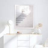 Shop White Steps II Photo Art Print-Greece, Grey, Neutrals, Photography, Portrait, View All, White-framed poster wall decor artwork