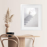 Shop White Steps II Photo Art Print-Greece, Grey, Neutrals, Photography, Portrait, View All, White-framed poster wall decor artwork