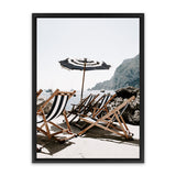 Shop Fontelina Chairs IV Photo Canvas Art Print-Amalfi Coast Italy, Blue, Brown, Coastal, Photography, Photography Canvas Prints, Portrait, View All-framed wall decor artwork