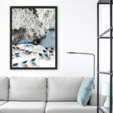Shop Capri Beach Club II Photo Canvas Art Print-Amalfi Coast Italy, Blue, Coastal, Nature, Photography, Photography Canvas Prints, Portrait, View All-framed wall decor artwork