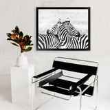 Shop Zebra Hug Photo Art Print-African, Animals, Black, Landscape, Photography, View All, White-framed poster wall decor artwork