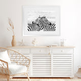 Shop Zebra Hug Photo Art Print-African, Animals, Black, Landscape, Photography, View All, White-framed poster wall decor artwork