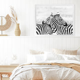 Shop Zebra Hug Photo Art Print-African, Animals, Black, Landscape, Photography, View All, White-framed poster wall decor artwork
