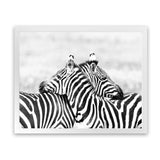 Shop Zebra Hug Photo Art Print-African, Animals, Black, Landscape, Photography, View All, White-framed poster wall decor artwork