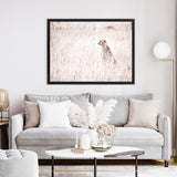 Shop Grazing Cheetah Photo Canvas Art Print-African, Animals, Landscape, Neutrals, Photography, Photography Canvas Prints, Pink, View All-framed wall decor artwork