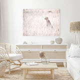 Shop Grazing Cheetah Photo Canvas Art Print-African, Animals, Landscape, Neutrals, Photography, Photography Canvas Prints, Pink, View All-framed wall decor artwork