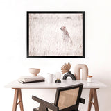 Shop Grazing Cheetah Photo Art Print-African, Animals, Landscape, Neutrals, Photography, Pink, View All-framed poster wall decor artwork