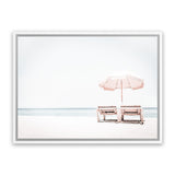 Shop Pink Parasol II Photo Canvas Print-Boho, Coastal, Landscape, Photography Canvas Prints, Tropical, View All, White-framed wall decor artwork