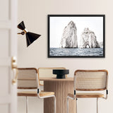 Shop Capri Rocks Photo Canvas Art Print-Blue, Coastal, Landscape, Neutrals, Photography, Photography Canvas Prints, View All, White-framed wall decor artwork