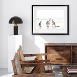 Shop Three Kangaroos Photo Art Print-Animals, Boho, Coastal, Landscape, Neutrals, Photography, View All, White-framed poster wall decor artwork