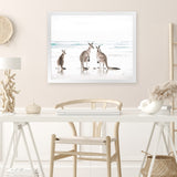Shop Three Kangaroos Photo Art Print-Animals, Boho, Coastal, Landscape, Neutrals, Photography, View All, White-framed poster wall decor artwork