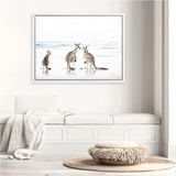 Shop Three Kangaroos Photo Canvas Art Print-Animals, Boho, Coastal, Landscape, Neutrals, Photography, Photography Canvas Prints, View All, White-framed wall decor artwork