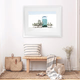 Shop Cactus Doorway Photo Art Print-Blue, Boho, Botanicals, Green, Landscape, Moroccan Days, Photography, Tropical, View All, White-framed poster wall decor artwork