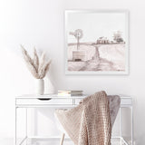 Shop Australian Farm I (Square) Art Print-Boho, Nature, Neutrals, Pink, Scandinavian, Square, View All-framed painted poster wall decor artwork