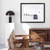 Shop Santorini II Photo Art Print-Blue, Coastal, Greece, Landscape, Photography, View All, White-framed poster wall decor artwork