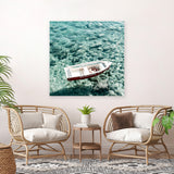 Shop Capri Boat I (Square) Photo Canvas Art Print-Blue, Coastal, Green, Photography, Photography Canvas Prints, Square, View All-framed wall decor artwork
